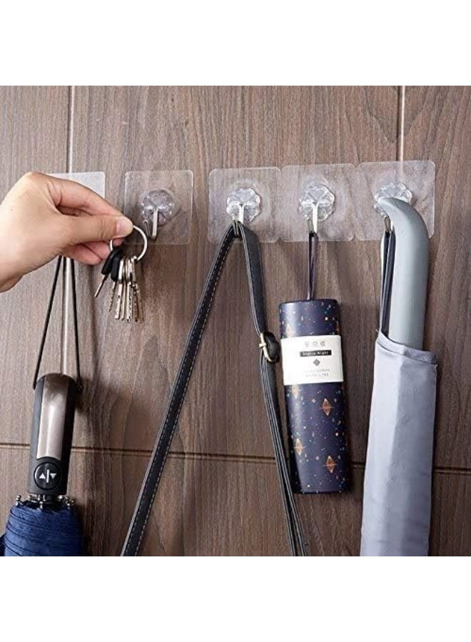 Wall hook adhesive set, sticks to bathroom, room, door and kitchen, heavy duty for hanging towels, robes, jackets, keys and calendars (transparent wall hooks - 10 pieces) - Image 5