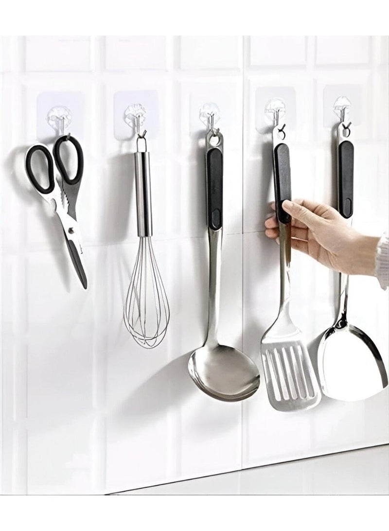 Wall hook adhesive set, sticks to bathroom, room, door and kitchen, heavy duty for hanging towels, robes, jackets, keys and calendars (transparent wall hooks - 10 pieces) - Image 3