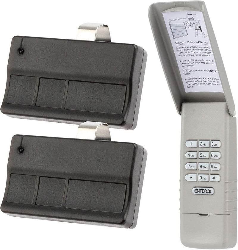 TCK TECH لوحة مفاتيح TCK TECH و 2 جهاز تحكم عن بعد لفتحات أبواب الجراج Liftmaster (373LM + 377LM) 315MHz زر التعلم الأرجواني - Image 1