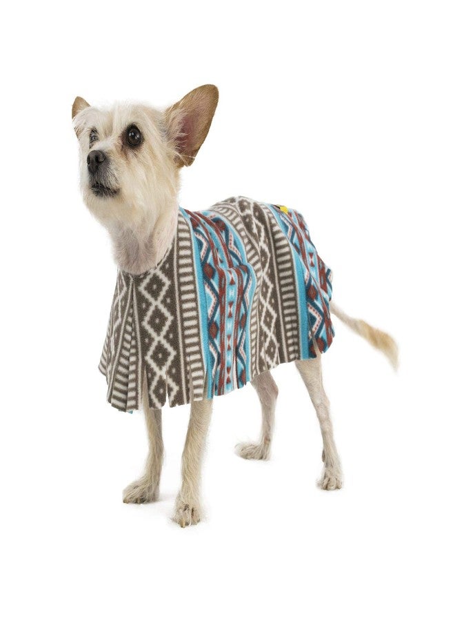 Poocho Pooch-O Fleece Aztec Teal Dog Poncho, Large, Blue - Image 1