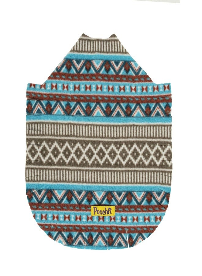 Poocho Pooch-O Fleece Aztec Teal Dog Poncho, Large, Blue - Image 3