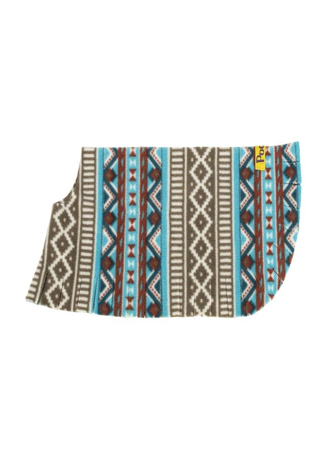 Poocho Pooch-O Fleece Aztec Teal Dog Poncho, Large, Blue - Image 4