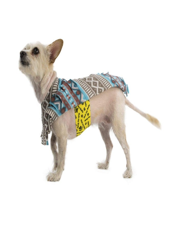 Poocho Pooch-O Fleece Aztec Teal Dog Poncho, Large, Blue - Image 2