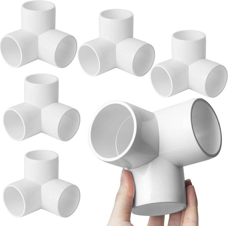 AODESTINY 6Pack PVC Fittings 1 1/2Inch, 3Way PVC Elbow Fittings for SCH40 1 1/2Inch PVC Pipe, Furniture Grade PVC Pipe Fitting Connector for Build PVC Structures Garden Enclosures Dog Agility Jumps Greenhouse - Image 1