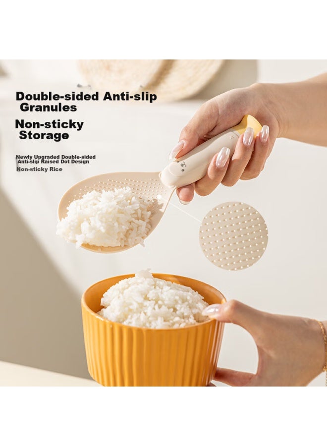 GRASEY Guangyi, Freestanding Suction Cup High-temperature Resistant Silicone Rice Serving Spoon, Non-stick Rice-specific Rice Scoop, Cream Yellow Gy7361  - Image 2