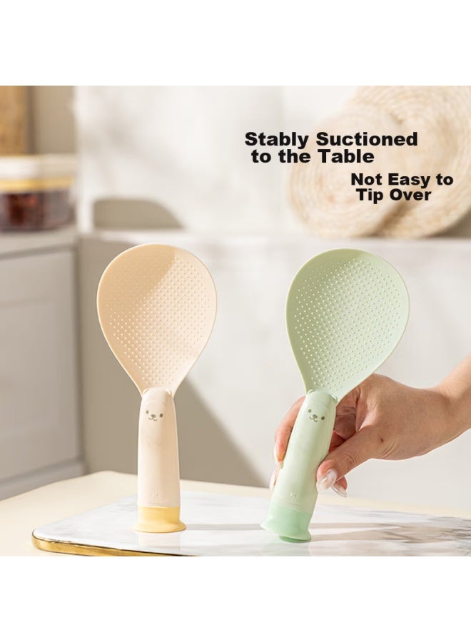 GRASEY Guangyi, Freestanding Suction Cup High-temperature Resistant Silicone Rice Serving Spoon, Non-stick Rice-specific Rice Scoop, Cream Yellow Gy7361  - Image 1