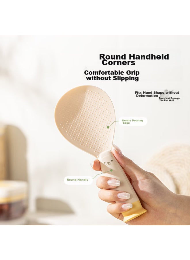 GRASEY Guangyi, Freestanding Suction Cup High-temperature Resistant Silicone Rice Serving Spoon, Non-stick Rice-specific Rice Scoop, Cream Yellow Gy7361  - Image 3