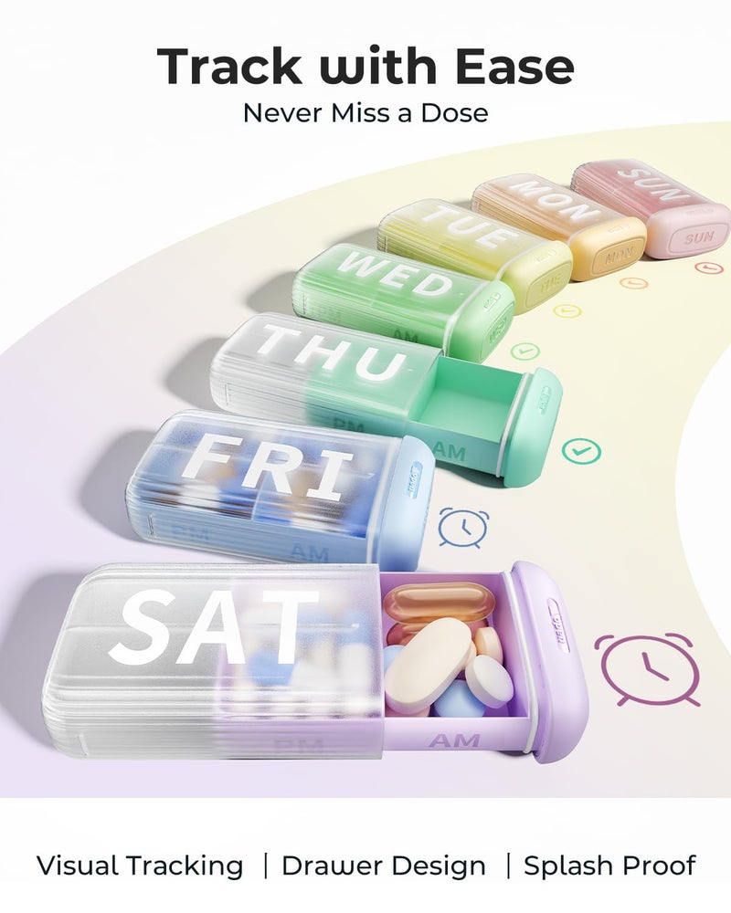 Betife Pill Organizer 2 Times a Day, AM PM Weekly 7 Day Large Pill Box, Travel Medicine Vitamin Holder Container for Daily Supplements - Image 2