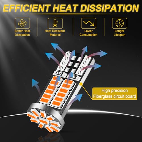 iFunyLED 10Pcs Super Bright 194 T10 168 2825 W5W 34-SMD 3014 Chipsets Replacement LED Bulb for Car Trunk Interior Dome Map Door Courtesy License Plate Lights - Amber Yellow - Image 3