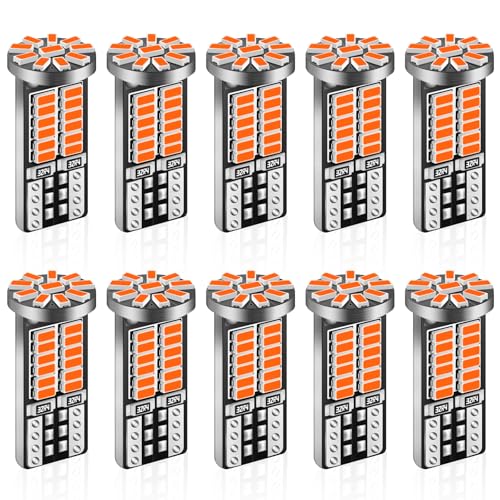 iFunyLED 10Pcs Super Bright 194 T10 168 2825 W5W 34-SMD 3014 Chipsets Replacement LED Bulb for Car Trunk Interior Dome Map Door Courtesy License Plate Lights - Amber Yellow - Image 1