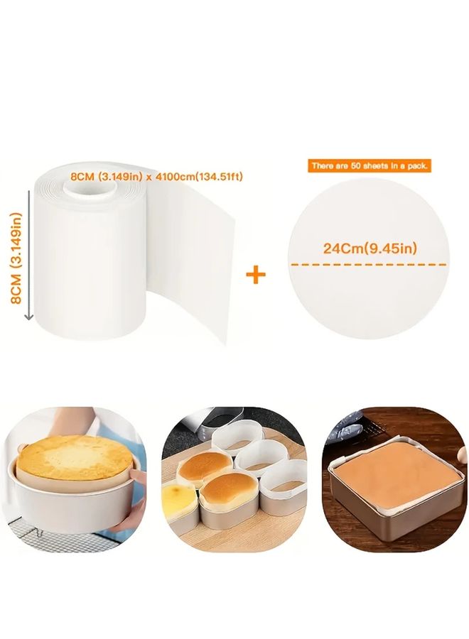 Pre Cut Baking Parchment Paper Roll 3.14in X 134ft Non Stick Heat Resistant Up To 450F Individual Sheets Easy Cleanup For Cake Pans Cheesecake Cookies Pastries Holiday Everyday Baking Smooth Surface Durable Material Nonstick Liner - Image 3
