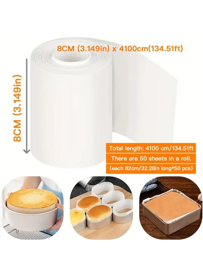 Pre Cut Baking Parchment Paper Roll 3.14in X 134ft Non Stick Heat Resistant Up To 450F Individual Sheets Easy Cleanup For Cake Pans Cheesecake Cookies Pastries Holiday Everyday Baking Smooth Surface Durable Material Nonstick Liner - Image 1