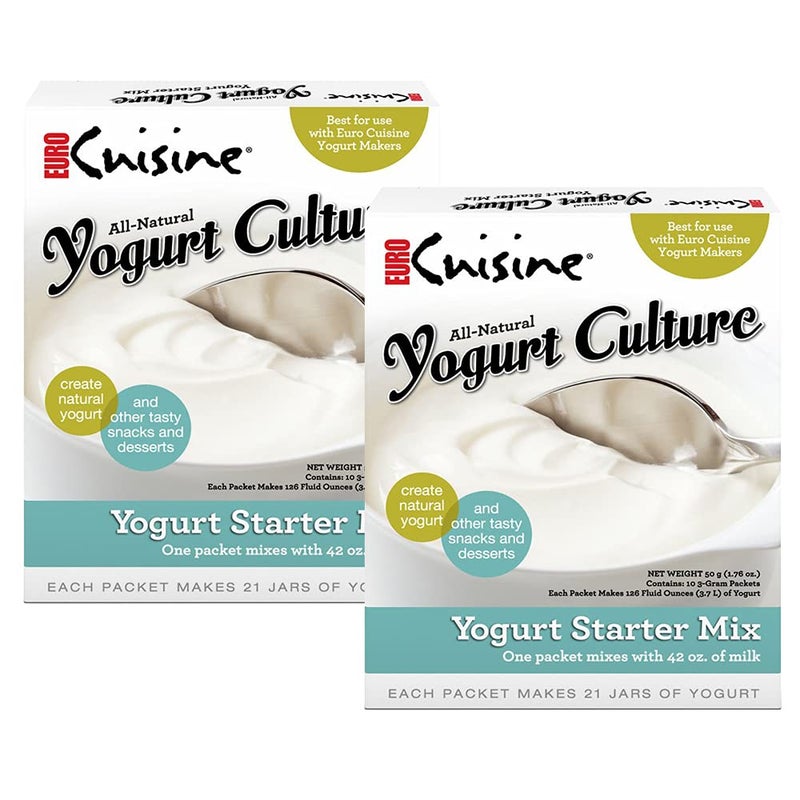 Euro Cuisine RI1020 All Natural Yogurt Culture Starter, for Dairy Free, Whole Milk, Protein Yogurt, Probiotic Yogurt Pouches for Homemade Yogurt 2pack - Image 1