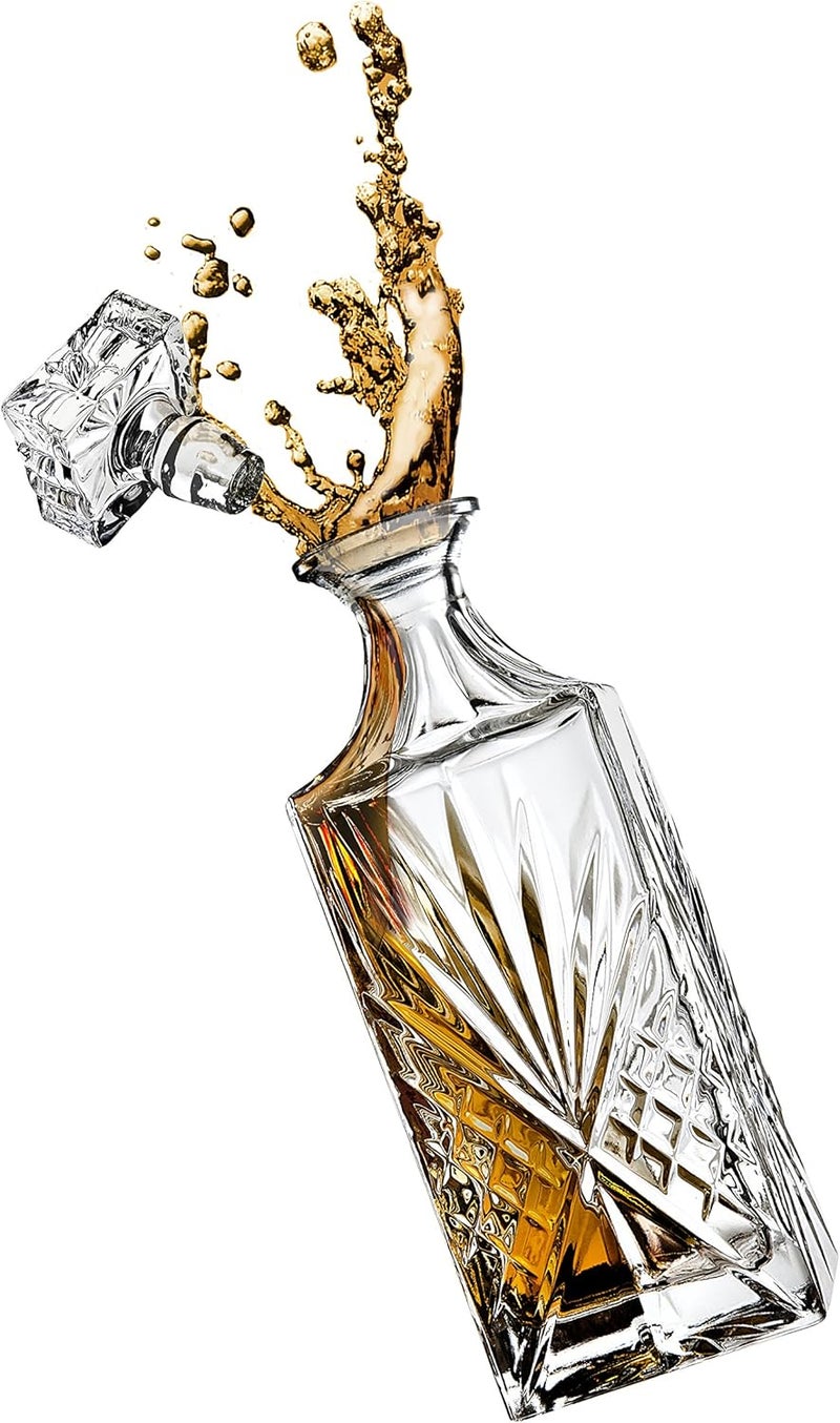 Lefonte Whiskey Decanter Set with 2 Old Fashioned Whisky Glasses for Liquor Scotch Bourbon or Wine - Irish Cut - Image 5