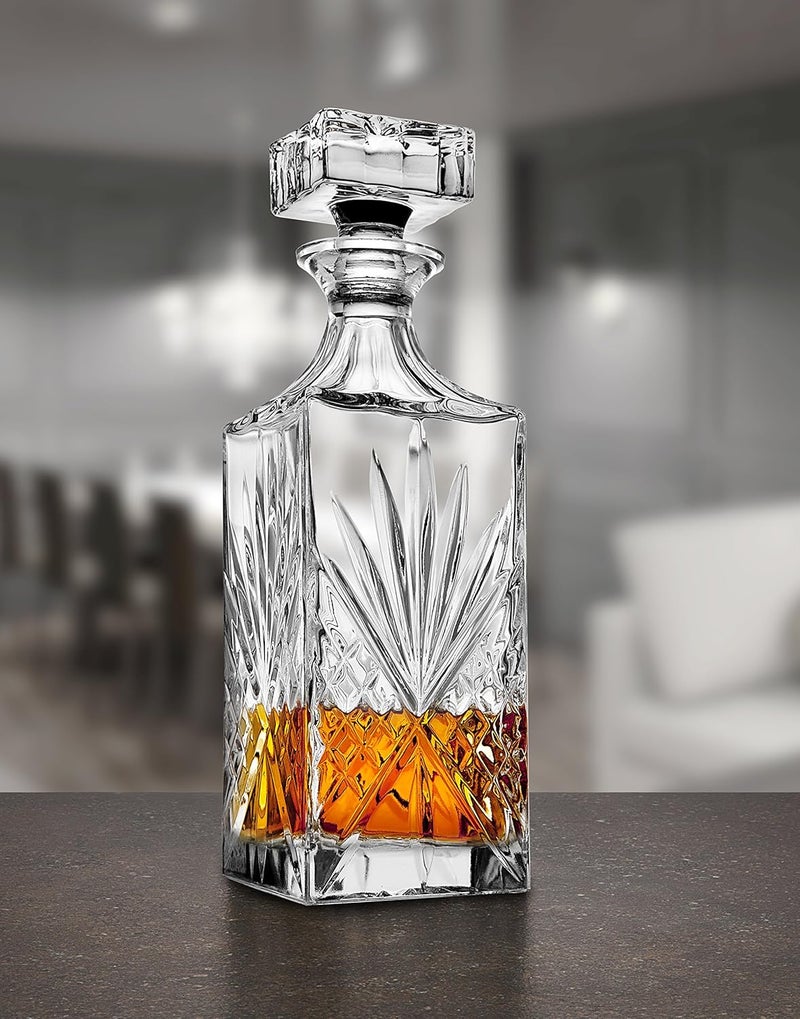 Lefonte Whiskey Decanter Set with 2 Old Fashioned Whisky Glasses for Liquor Scotch Bourbon or Wine - Irish Cut - Image 3