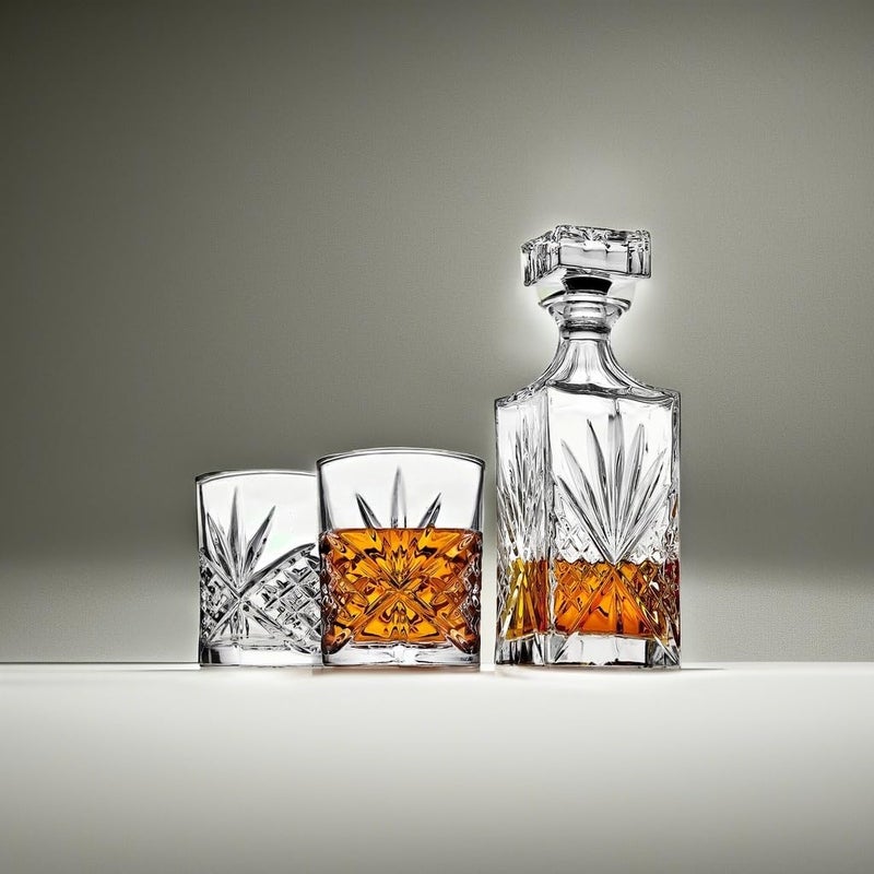 Lefonte Whiskey Decanter Set with 2 Old Fashioned Whisky Glasses for Liquor Scotch Bourbon or Wine - Irish Cut - Image 4