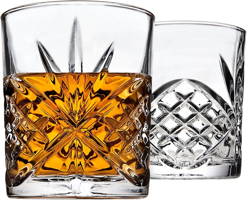 Lefonte Whiskey Decanter Set with 2 Old Fashioned Whisky Glasses for Liquor Scotch Bourbon or Wine - Irish Cut - Image 2