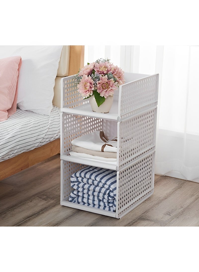 MIXDE Wardrobe Storage Cabinet, Stackable And Foldable Wardrobe Storage Box, T-shirt Storage Container - Image 4