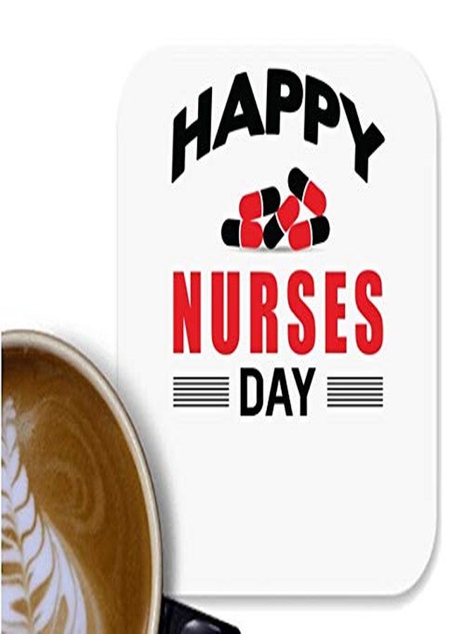 UDNAG MDF Tea Coffee Coaster 'Nurse | Happy Nurse Day' for Office Home [90 x 90mm]