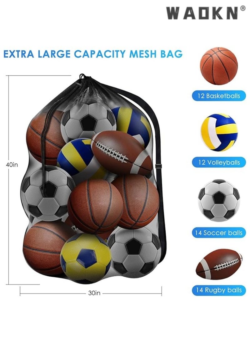 WAOKN Mesh Ball Bag - Large Capacity Sports Bag with Adjustable Strap, Versatile for Basketball, Soccer, Football, Volleyball, & Swimming Gear(30” x 40”)  - Image 5