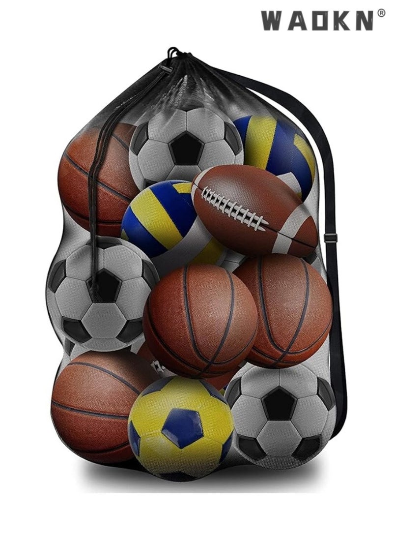 WAOKN Mesh Ball Bag - Large Capacity Sports Bag with Adjustable Strap, Versatile for Basketball, Soccer, Football, Volleyball, & Swimming Gear(30” x 40”)  - Image 1