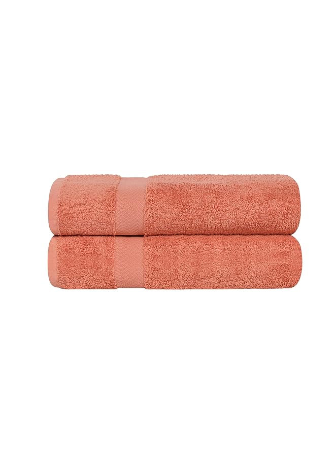 erorex Eco Friendly 100 Percent Cotton Towel Set 2 Piece Coral - Image 1