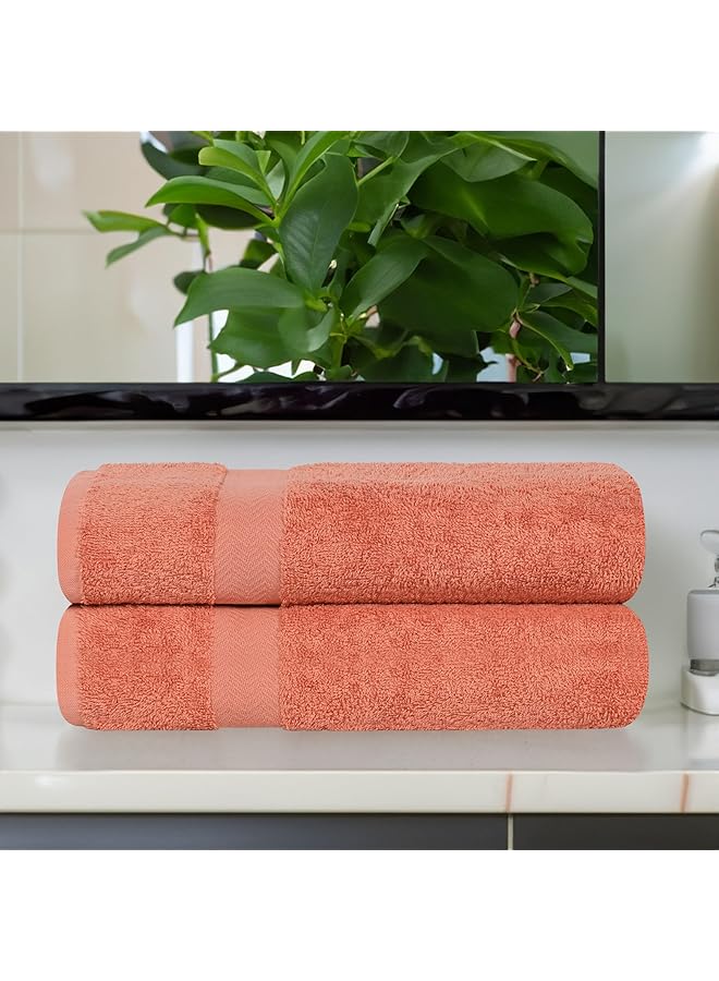 erorex Eco Friendly 100 Percent Cotton Towel Set 2 Piece Coral - Image 2
