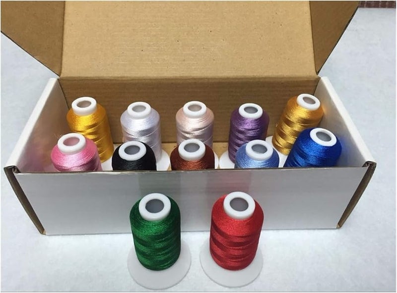 خيط التطريز البوليستر 12 لونًا 550 ياردة لكل بكرة - Image 4
