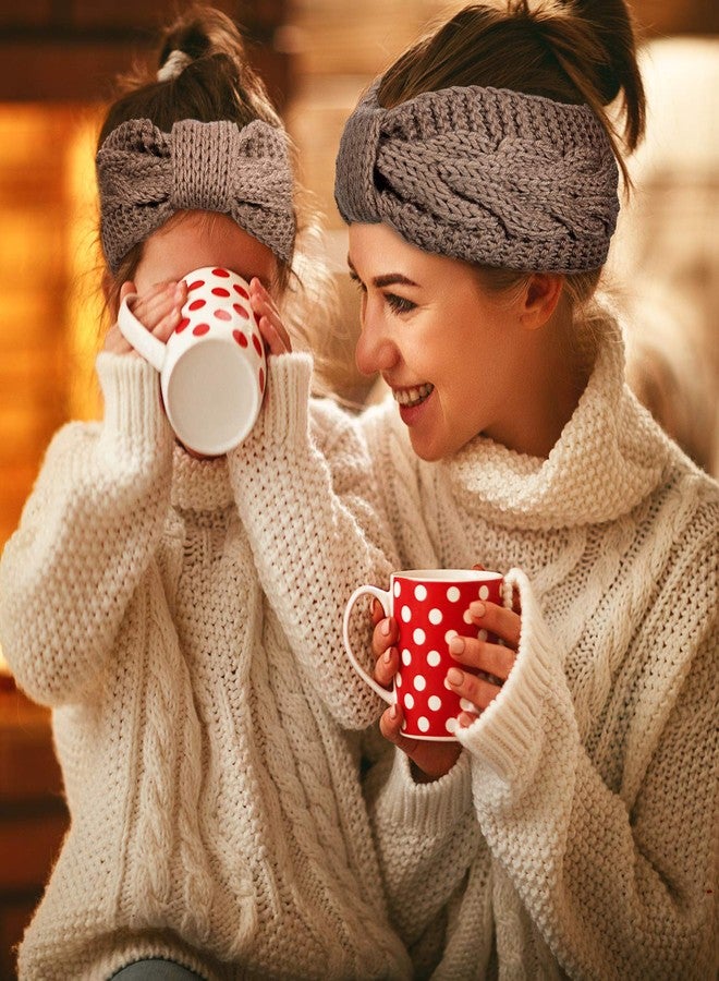 وولاين مجموعة والين المكونة من 6 قطع من عصابات الرأس المحبوكة، وأغطية الأذن الشتوية، وأغطية الرأس المطاطية الملتوية مع عقدة فيونكة، وإكسسوارات ربطات الشعر، وأوشحة الشعر للنساء والفتيات (ألوان أصفر ورمادي) - Image 5