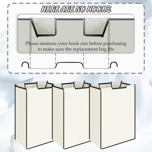 Exclaith 3 Pack Large Laundry Sorter Replacement Bags, Hamper Cart Removable Replacement, Laundry Storage Organizer-Replacement Bags, Beige, Square Shap - Image 3