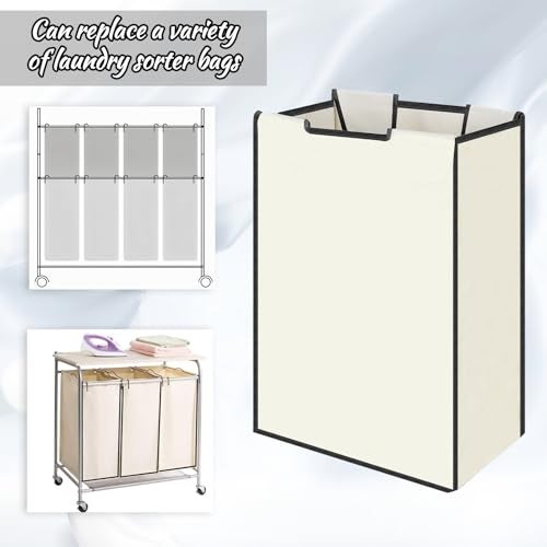 Exclaith 3 Pack Large Laundry Sorter Replacement Bags, Hamper Cart Removable Replacement, Laundry Storage Organizer-Replacement Bags, Beige, Square Shap - Image 4