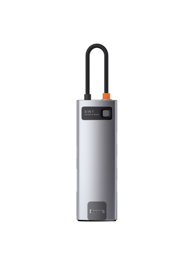 بيسوس محطة إرساء وموزع USB-C متعدد الوظائف 8 في 1 من سلسلة بيسوس ميتال غليم، رمادي - Image 1