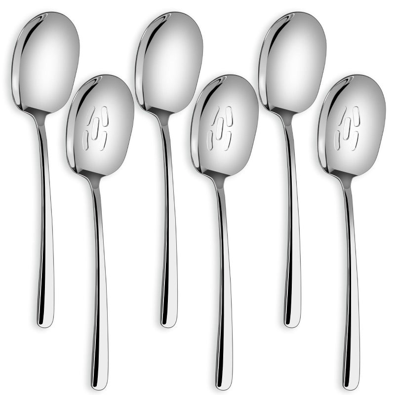 SOLEADER Extra Large Serving Spoons for Buffet, 12 Inch Stainless Steel Serving Spoons, Big Spoons for Serving Food, Pack of 6 - Image 1