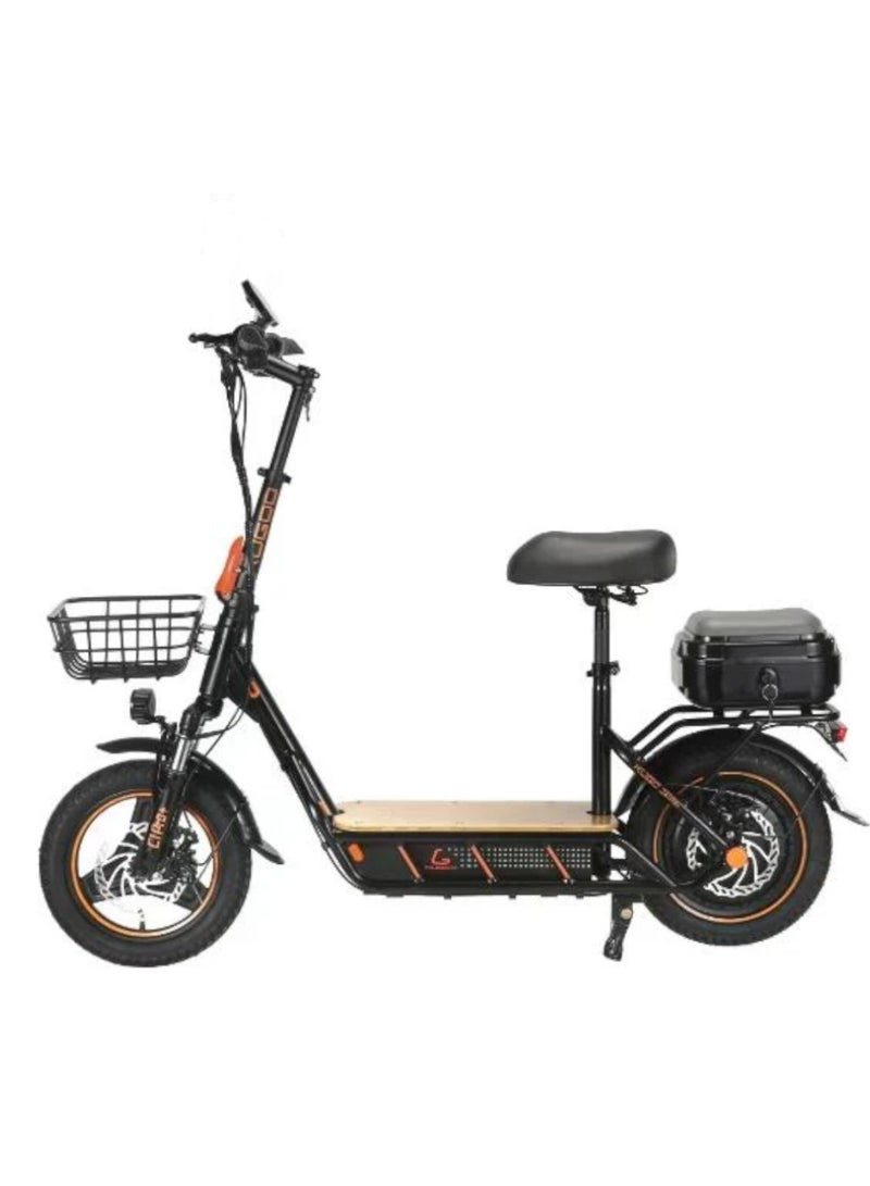 كي يو جي أو أو سكوتر كهربائي Kugoo C1 Pro Plus بمحرك 500 وات وسرعة 50 كم في الساعة وإطارات 14 بوصة مع صندوق تخزين خلفي - Image 2