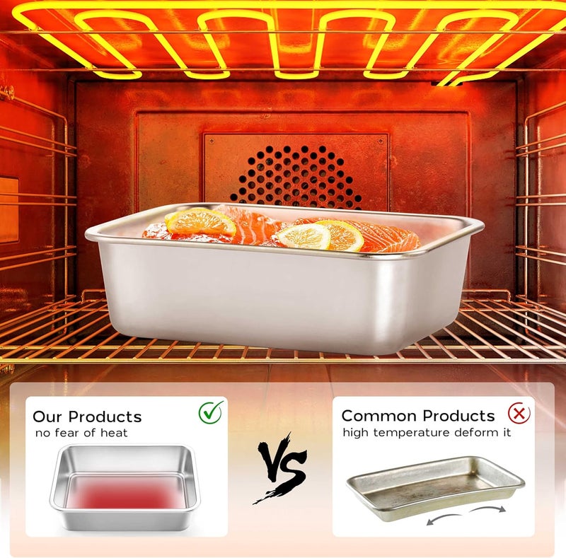 Onader 12¾ x 10 Inch Deep Lasagna Baking Pans Set of 2, Stainless Steel Rectangle Cake Pan, Dishwasher Safe - Image 5