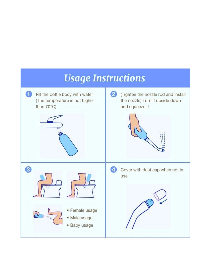 SYOSI - Travel Portable Shattaf Bidet Shower with 2 Nozzle+Extended Pipe - 500ml 17oz Travel Bidet Bottle for Personal Clean Toilet Bidet Sprayer Postpartum Perineal Care-hemorrhoid Treatment Pregnant 2PCS - Image 1
