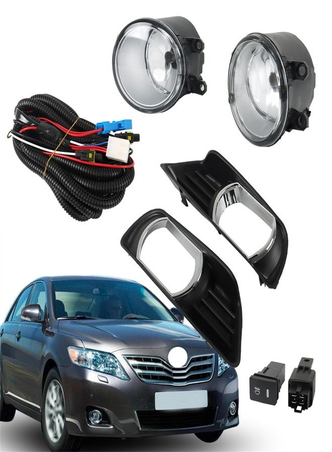 LABLT Clear Fog Lights w/Switch Kit Replacement for Camry 2007 2008 2009 Driver Left and Passenger Right Side Fog Lamp Assembly - Image 1