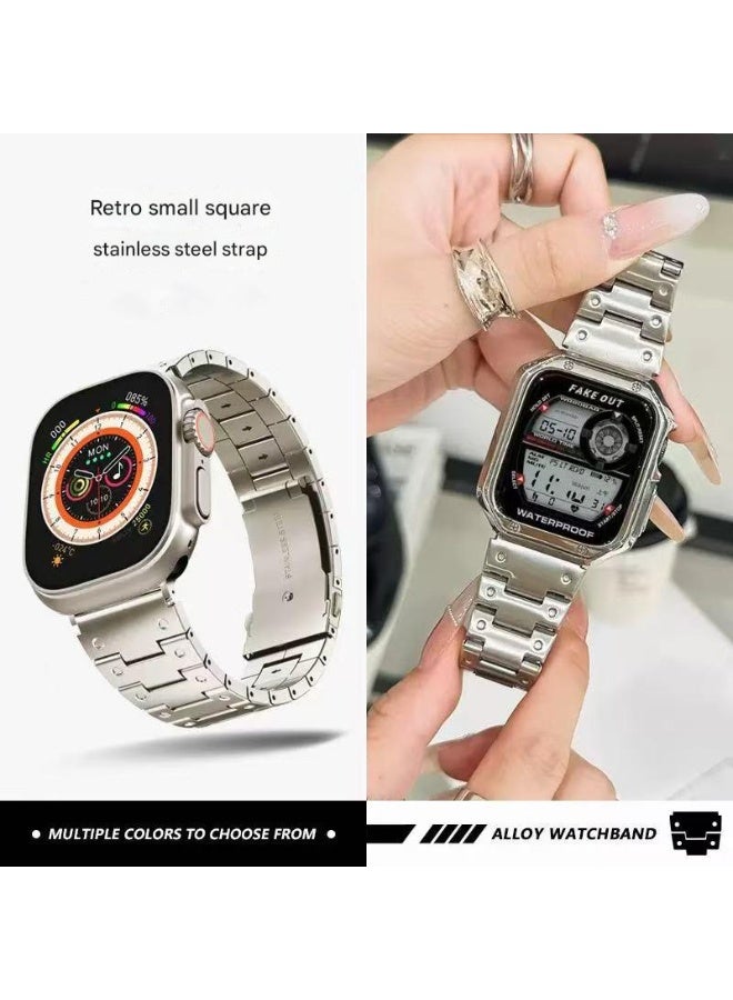 Watch Band Compatible for Apple Watch Series Band 42mm 44mm 45mm 46mm 49mm women, Genuine Leather Double Tour Designed Slim Replacement Strap for iWatch Series10 9 8 7 6 SE - Image 1