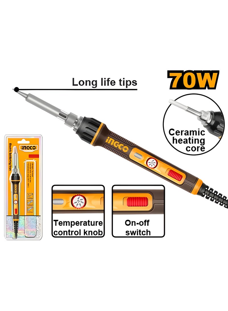 إنجكو كاوية لحام كهربائية إنجكو SI01606 – 70 واط، تسخين سريع، رأس دقيق، مقبض مقاوم للحرارة، أداة لحام إلكترونيات احترافية - Image 2