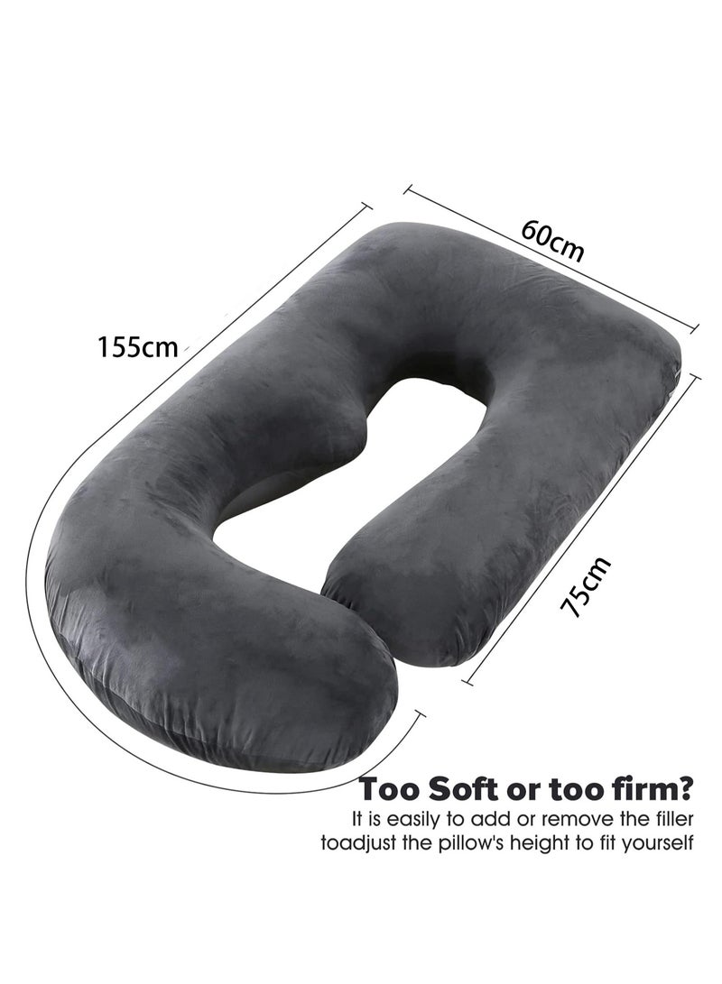 MJZ Pregnancy Pillows for Sleeping, 155cm U Shape Full Body Maternity Pillow with Removable Velvet Cover, Support for Back, Legs, Belly for Pregnant Women, Pregnancy Pillow for Women Body Pillows for Adults - Image 4