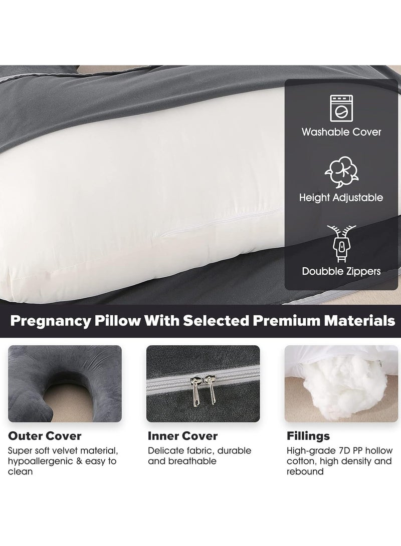 MJZ Pregnancy Pillows for Sleeping, 155cm U Shape Full Body Maternity Pillow with Removable Velvet Cover, Support for Back, Legs, Belly for Pregnant Women, Pregnancy Pillow for Women Body Pillows for Adults - Image 2