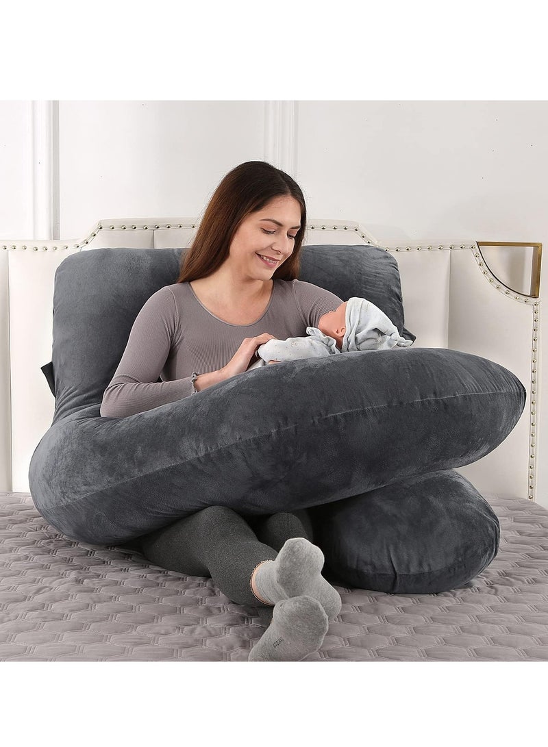 MJZ Pregnancy Pillows for Sleeping, 155cm U Shape Full Body Maternity Pillow with Removable Velvet Cover, Support for Back, Legs, Belly for Pregnant Women, Pregnancy Pillow for Women Body Pillows for Adults - Image 3