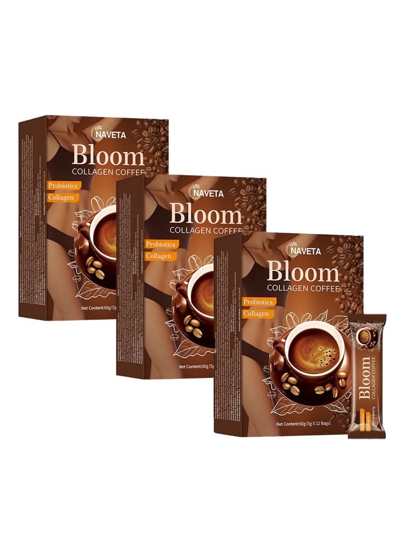 3-PACK بلوم كولاجين قهوة ١٠٠٪ عضوية وغلوتاثيون، قهوة رجيم قهوة تخسيس غلوتا كولاجين ديتوكس بريميوم مع قهوة الكولاجين (٥ جم × ١٢ كيس × ٢) - Image 1