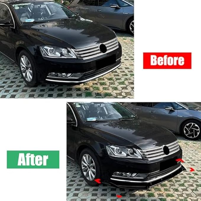 FINMOKAL موزع شفة المصد الأمامي للسيارة متوافق مع VW Passat B7 2011-2015 النسخة القياسية فقط، أسود - Image 4