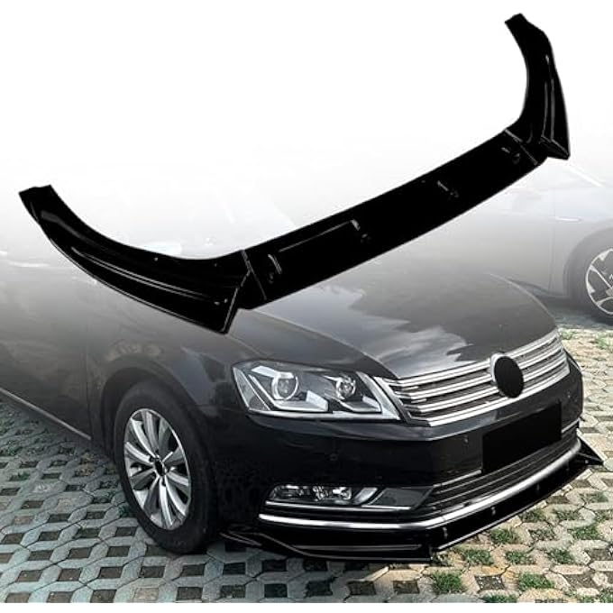 FINMOKAL موزع شفة المصد الأمامي للسيارة متوافق مع VW Passat B7 2011-2015 النسخة القياسية فقط، أسود - Image 1