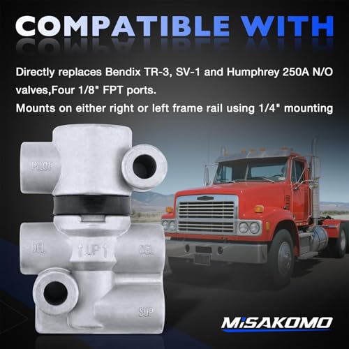 Misakomo 032195 Rapid Dump Air Suspension Valve Compatible with TR3 SV1 Humphrey 250A 18 FPT Ports Frame Rail Mount - Image 3