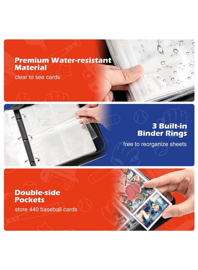 ProCase 4-Pocket Baseball Card Binder Fits 440 Cards, Sport Trading Card Album Book with 55 Sleeves for Baseball Colletible Card Holder -Medium - Image 4
