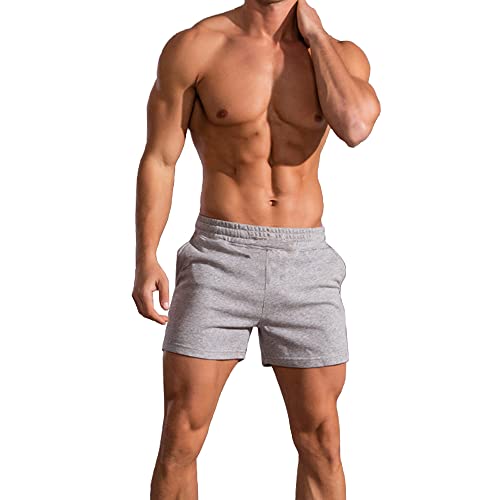 palglg Mens Bodybuilding Workout Shorts 5" Inseam with Pockets PLN Gray M - Image 1