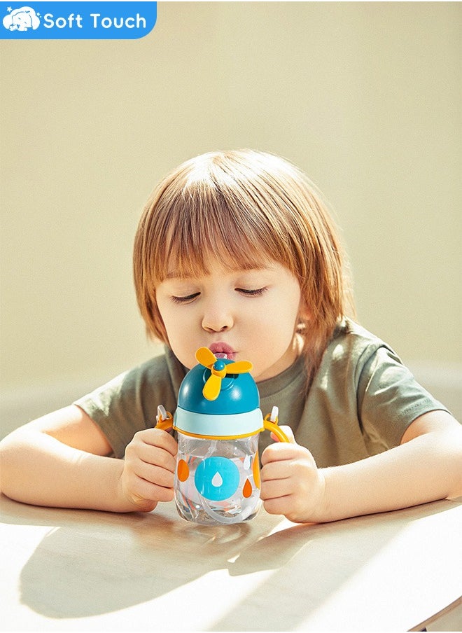 Soft Touch Baby Straw Bottle Toddler Water Bottle Sippy Cup for Baby 6-12 Months Baby Straw Cup with Handles 300ml (Blue)  - Image 4