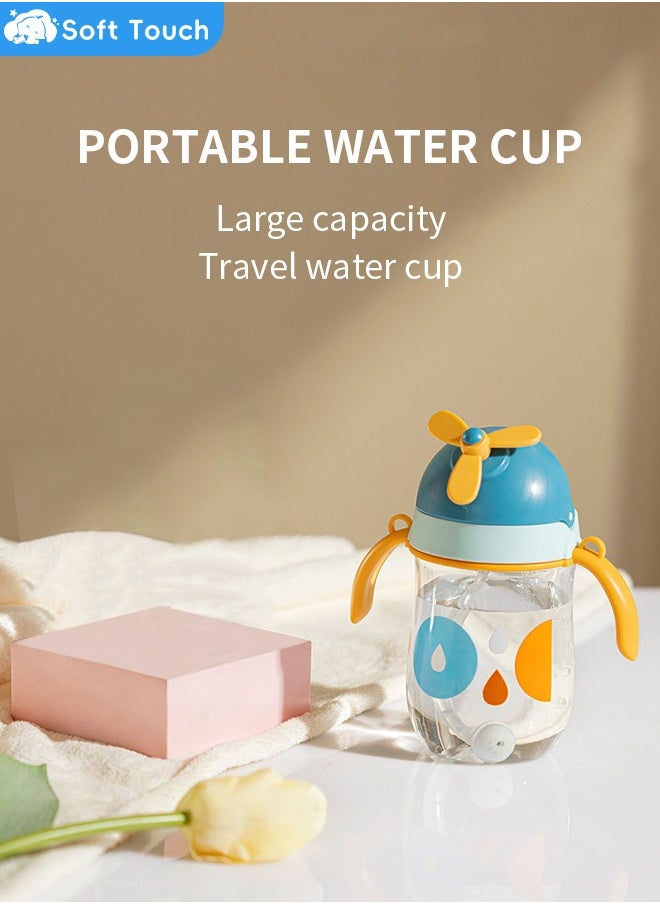 Soft Touch Baby Straw Bottle Toddler Water Bottle Sippy Cup for Baby 6-12 Months Baby Straw Cup with Handles 300ml (Blue)  - Image 2